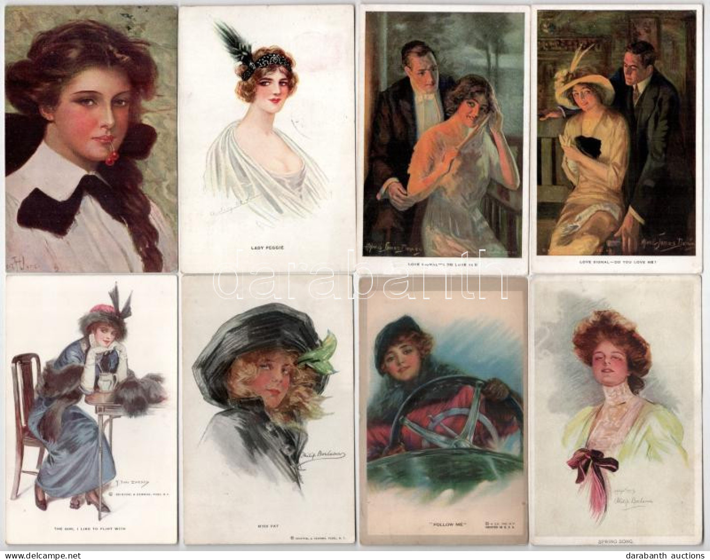 **, * 14 Db RÉGI Amerikai Művész Képeslap Hölgyekről, Szép állapotban / 14 Pre-1945 American Art Postcards In Nice Condi - Unclassified