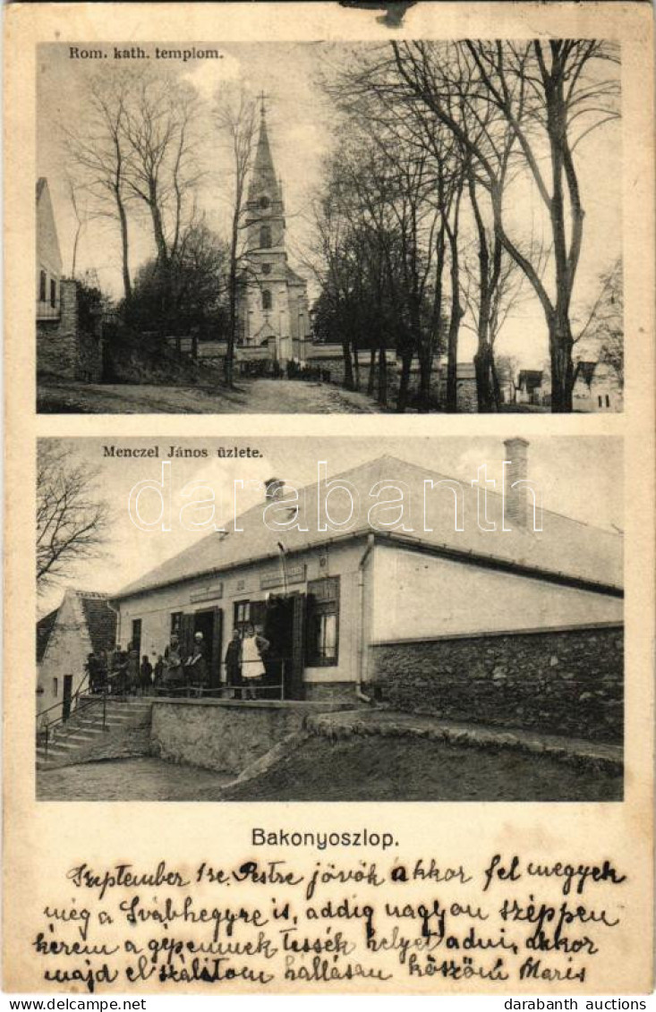 T2/T3 1936 Bakonyoszlop, Római Katolikus Templom, Menczel János üzlete és Saját Kiadása (fl) - Unclassified