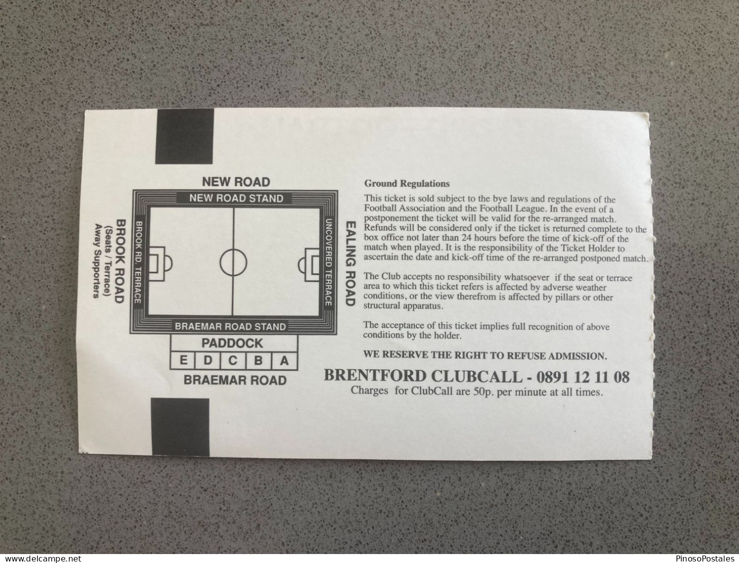 Brentford V Queens Park Rangers 2000-01 Match Ticket - Tickets & Toegangskaarten