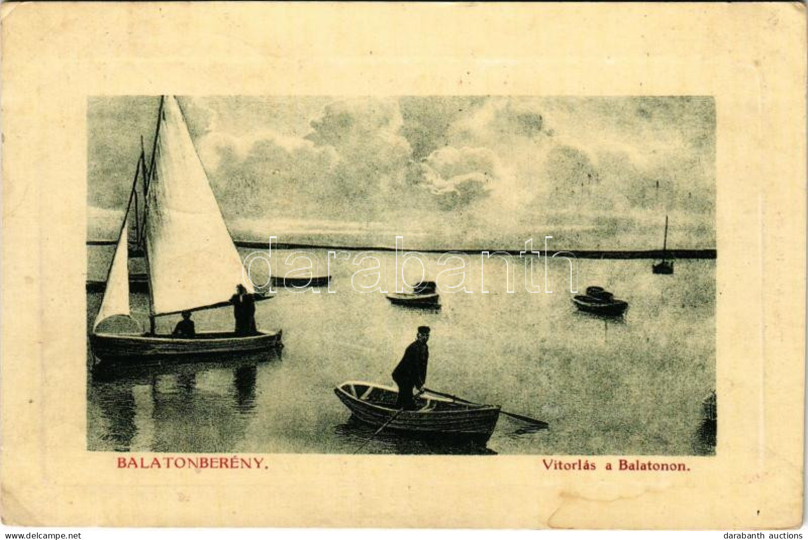 * T2/T3 1913 Balatonberény, Vitorlás A Balatonon. Müller Vilmos Kiadása (W.L. ?) (EK) - Unclassified