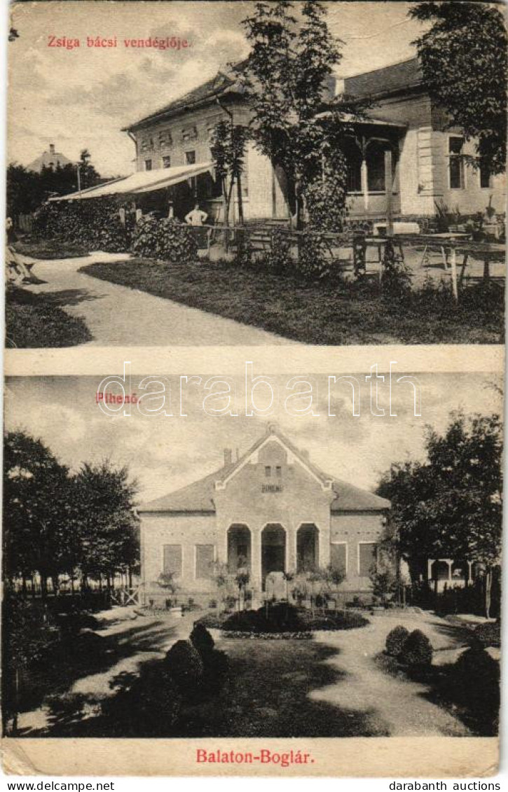 T2/T3 1912 Balatonboglár, Boglár; Pihenő Villa, Zsiga Bácsi Vendéglője. Fischl Jakab és Fiai Kiadása (EK) - Non Classés