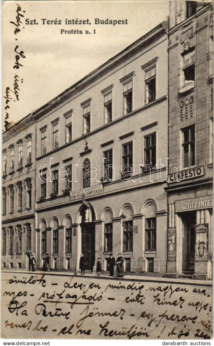 T2/T3 1924 Budapest VI. Szt. Teréz Intézet, Római Katolikus Kisdedóvó, Elemi Polgári Leány Iskola, Címfestő, Huba Katica - Unclassified