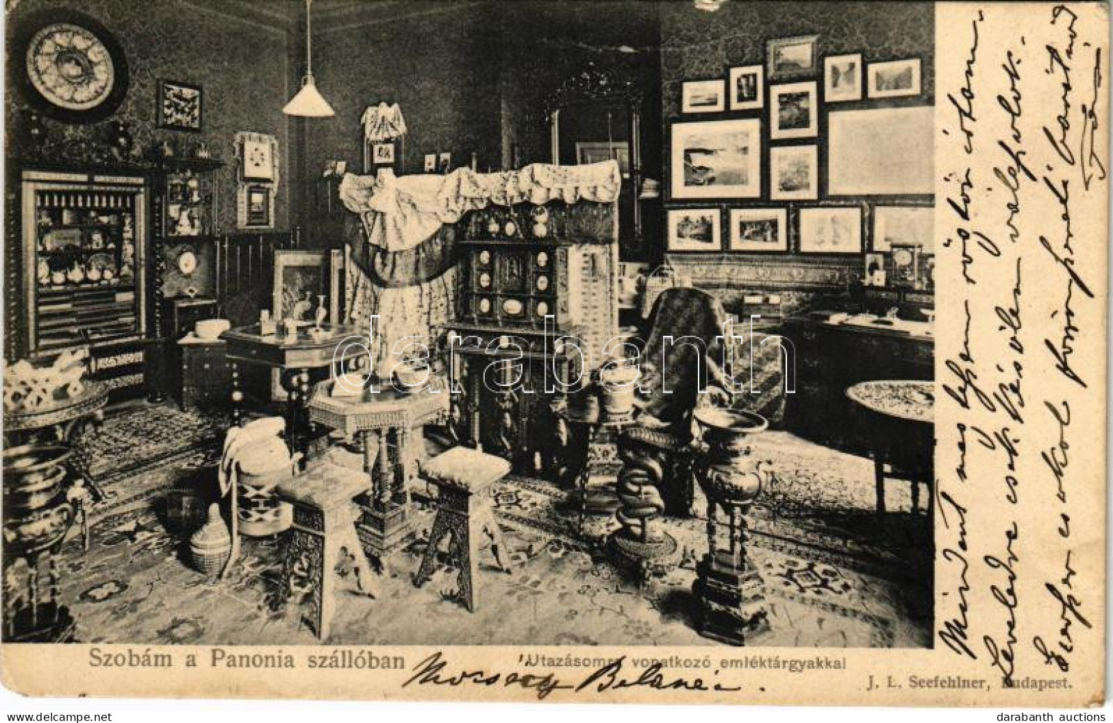 * T4 1903 Budapest VIII. Hotel Pannonia Szálloda, "Szobám A Pannonia Szállóban. Utazásomra Vonatkozó Emléktárgyakkal" Öz - Non Classificati