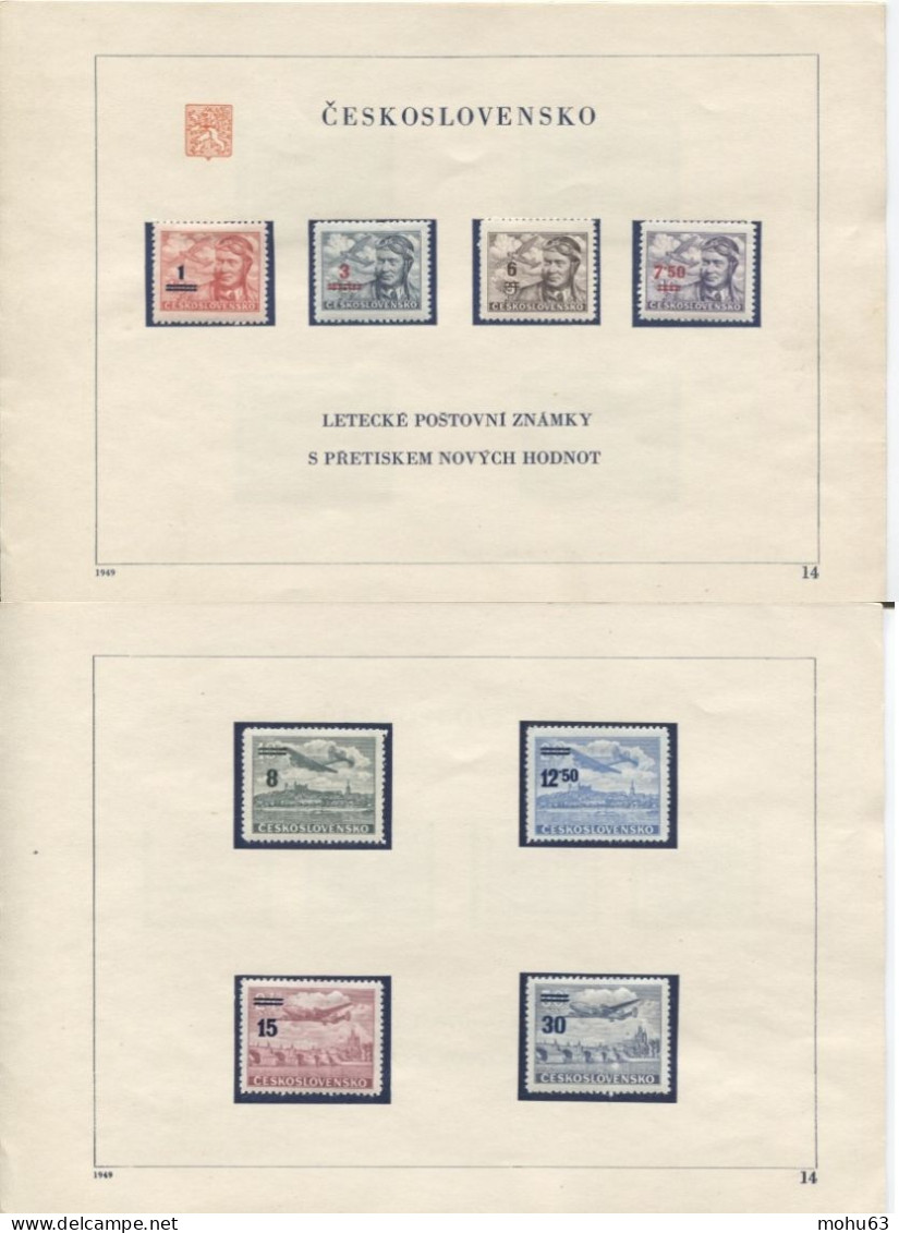 Tschechoslowakei # 586-93 Luftpost-Überdrucke Auf Sammelblatt, NICHT Gestempelt! - Lettres & Documents