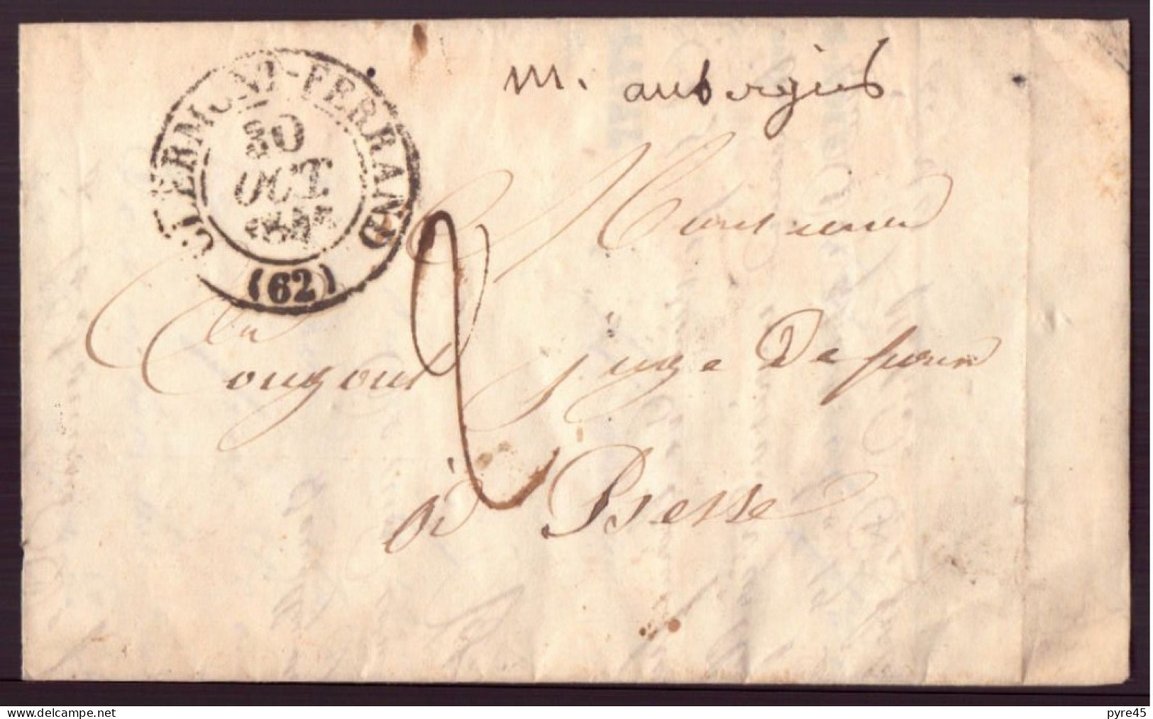 Lettre à En-tête " Aubergier-Roux, Agent De Change " Du 30 Octobre 1846 De Clermont Pour Besse - Manuscripts