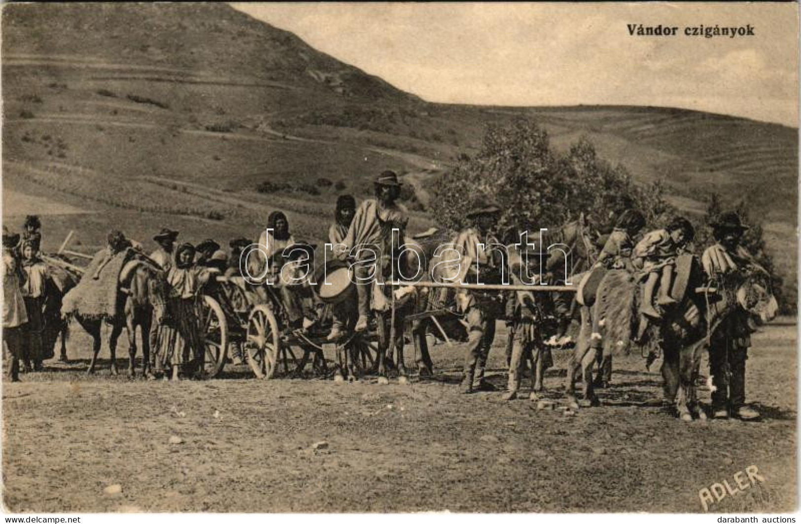 ** T2/T3 Erdély, Transylvania; Vándor Cigányok. Adler Fényirda Szászváros 1909. / Gypsy Group (fl) - Unclassified