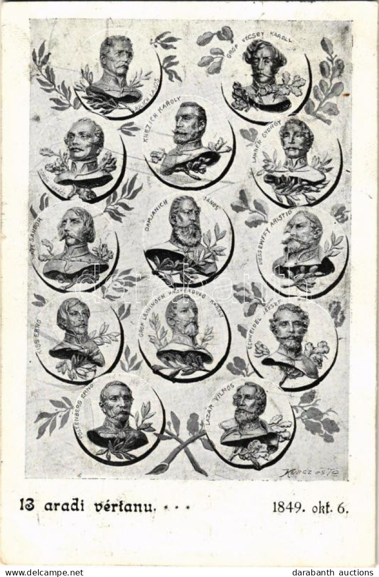 T2/T3 1899 (Vorläufer) Arad, 13 Aradi Vértanú... 1849. Október 6. Kurcz és Társa / The 13 Martyrs Of Arad (EK) - Zonder Classificatie