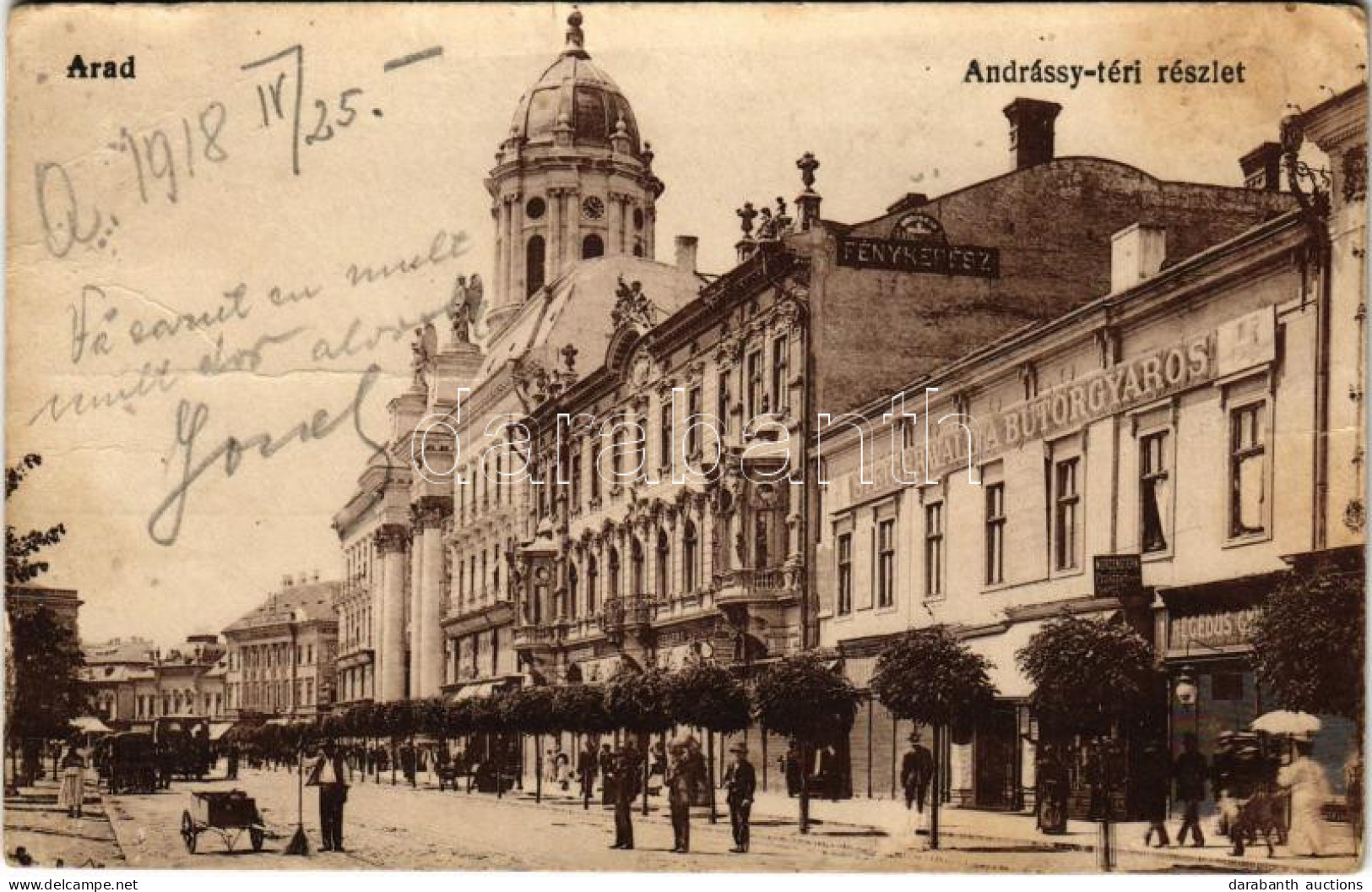 * T2/T3 1918 Arad, Andrássy Tér, Steigerwald A. Bútorgyáros, Morgenstern Gyula Fogászata, Hegedűs Gy. és Geller L. üzlet - Unclassified