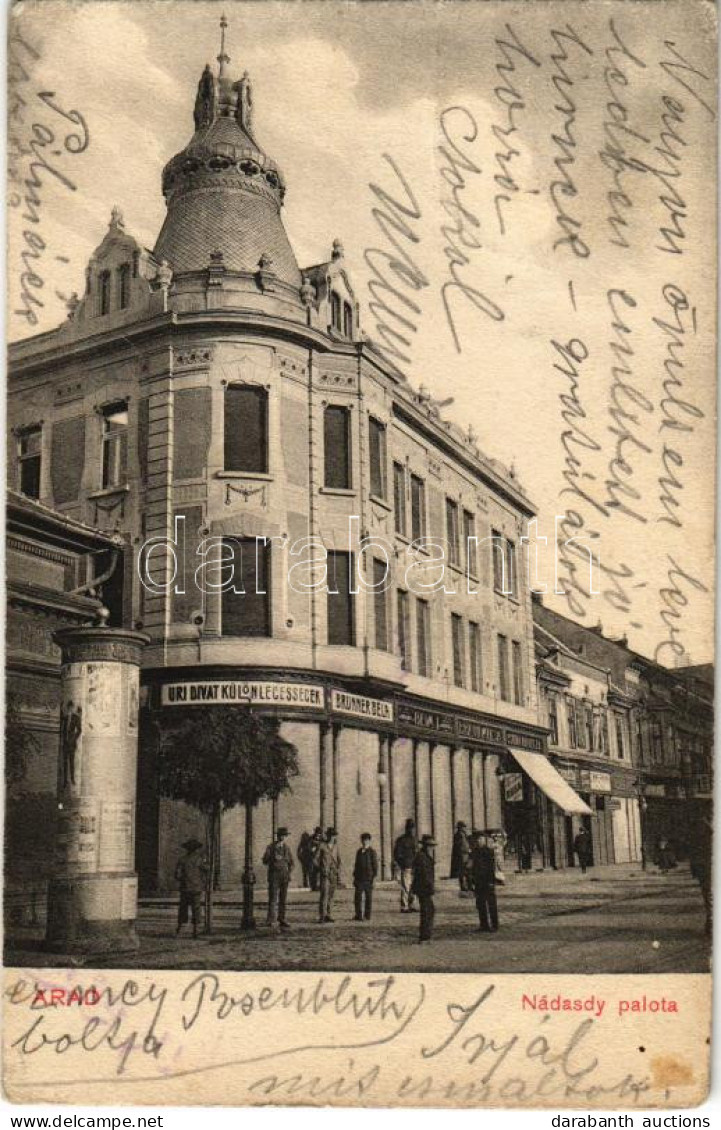 T2/T3 1910 Arad, Nádasdy Palota, Brunner Béla, Heim üzlete / Palace, Shops (fa) - Ohne Zuordnung