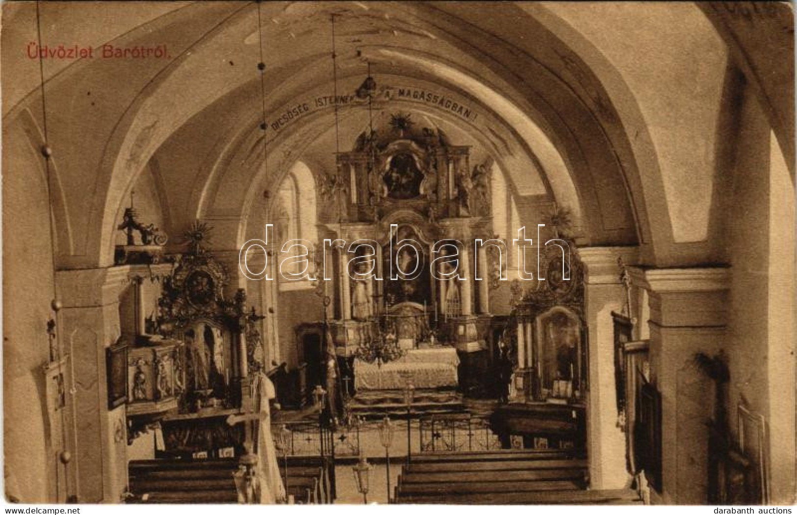 T2/T3 1911 Barót, Baraolt; Római Katolikus Templom Belseje. Dániel Ferenc Kiadása / Roman Catholic Church Interior (EK) - Zonder Classificatie