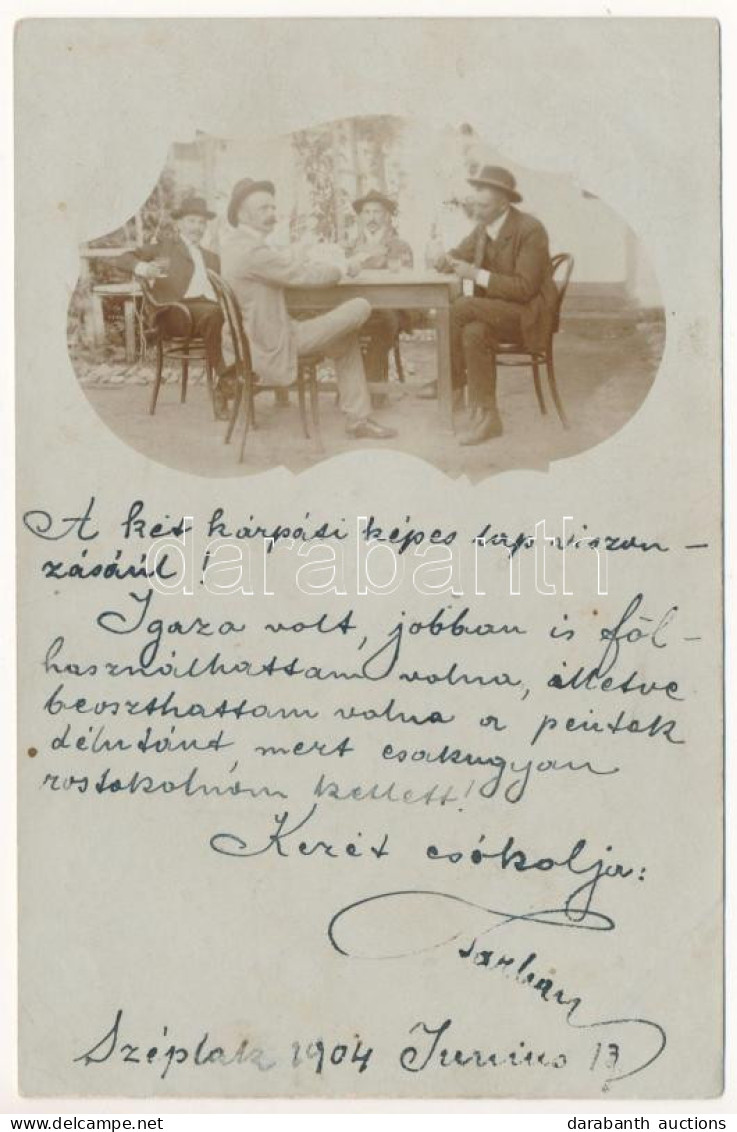 T2/T3 1904 Berettyószéplak, Bihar-Széplak, Széplak, Suplacu De Barcau; Italozó Férfiak / Men Drinking. Photo (fl) - Non Classés