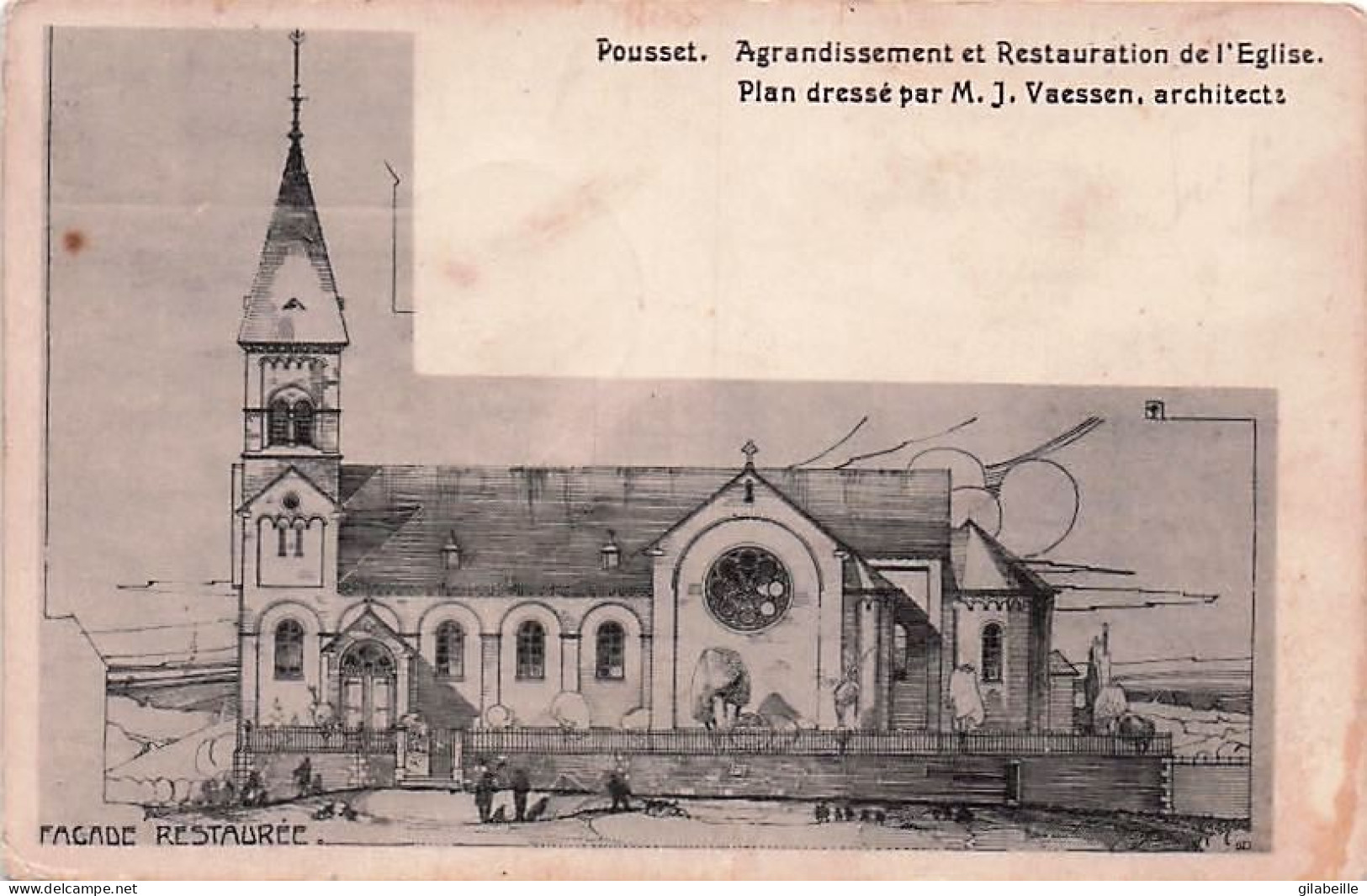 Remicourt - POUSSET - Agrandissement Et Resrtauration De L'église - Plan Dressé Par M J Vaessen Architecte - 1912 - Remicourt