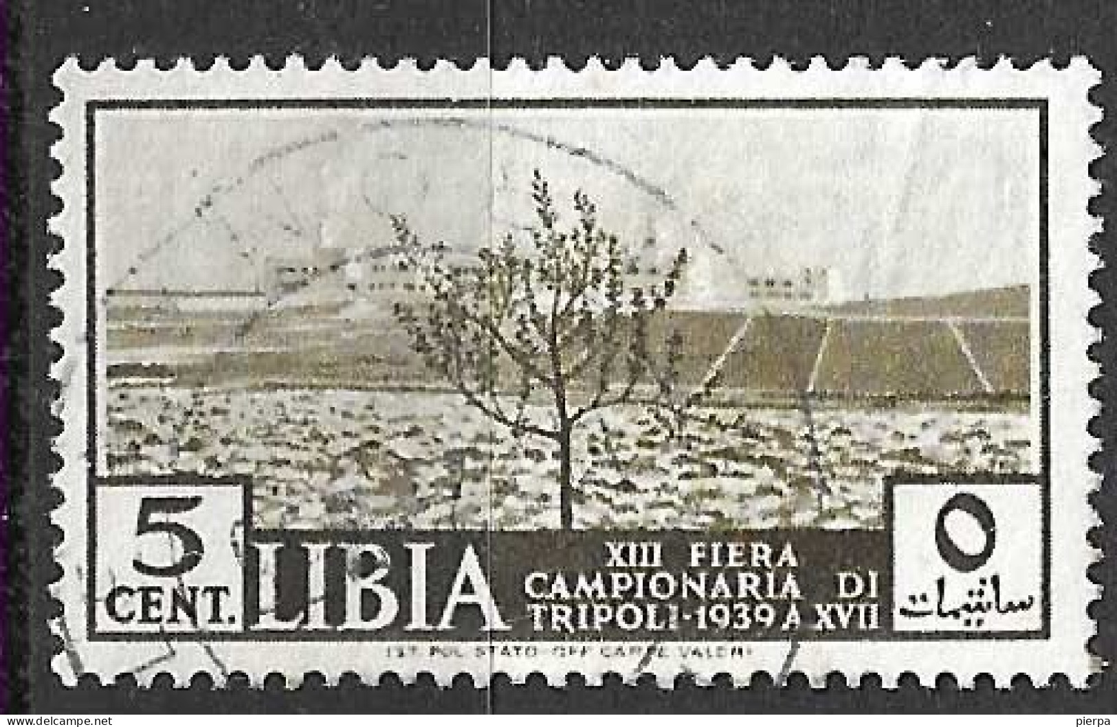 LIBIA - 1939 - 13° FIERA DI TRIPOLI - CENT. 5 - USATO (YVERT 74 - MICHEL 97 - SS 158) - Libya