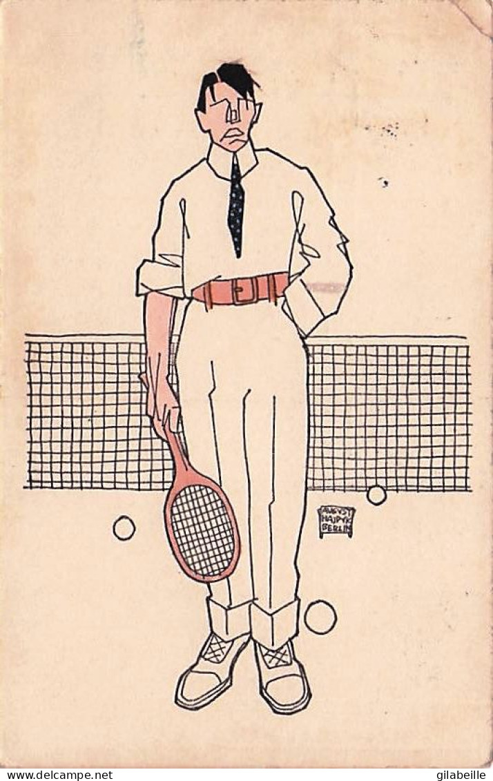 Illustrateur Signé August Haspyk Berlin - Sports -  TENNIS - Homme Jouant Au Tennis  - 1914 - Nanni