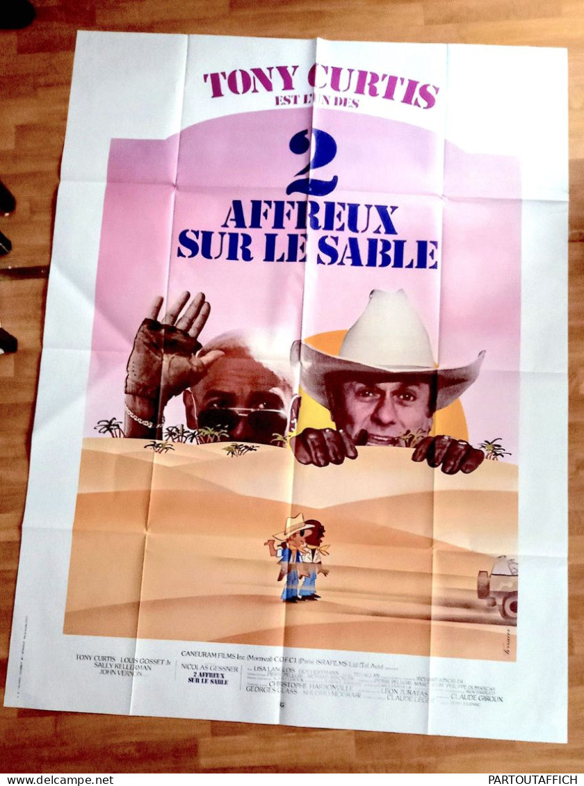 Affiche Ciné 2 AFFREUX SUR LE SABLE Tony CURTIS L GOSSET 120X160 1980 Illu Ferracci - Affiches & Posters