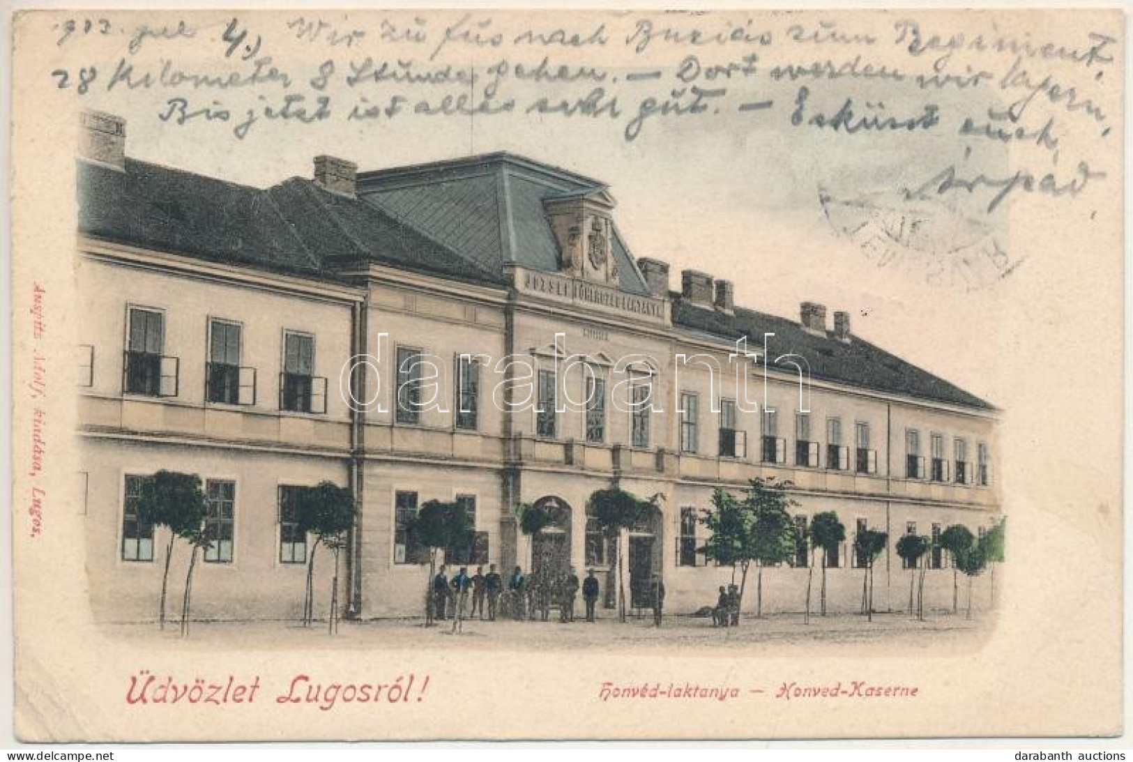 T3 1903 Lugos, Lugoj; Honvéd Laktanya. Auspitz Adolf Kiadása / Honved-Kaserne / K.u.K. Military Barracks (EB) - Unclassified