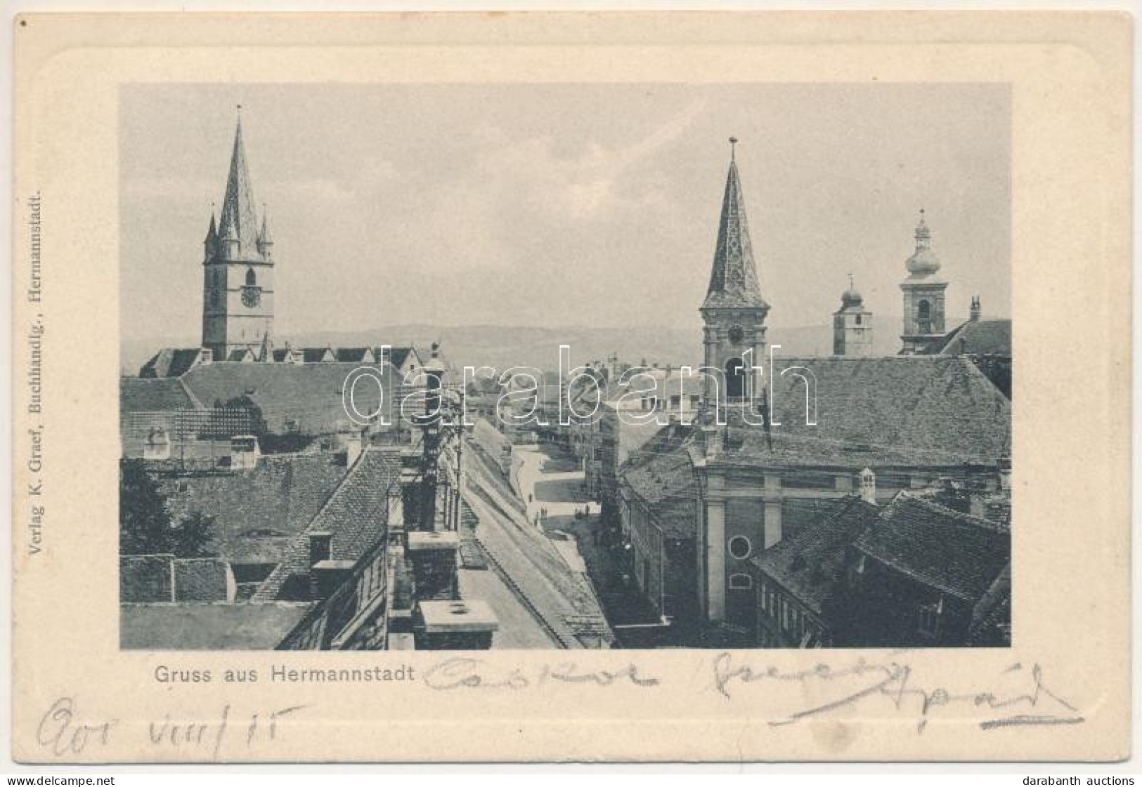 T3 Nagyszeben, Hermannstadt, Sibiu; Látkép. K. Graef Kiadása / General View (ázott Sarkak / Wet Corners) - Unclassified