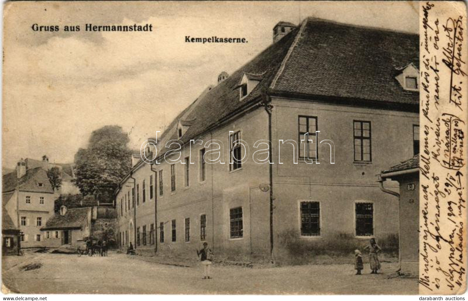 * T3/T4 1909 Nagyszeben, Hermannstadt, Sibiu; Kempelkaserne / Kempel Laktanya. Friederike Fodor Kiadása / Military Barra - Unclassified