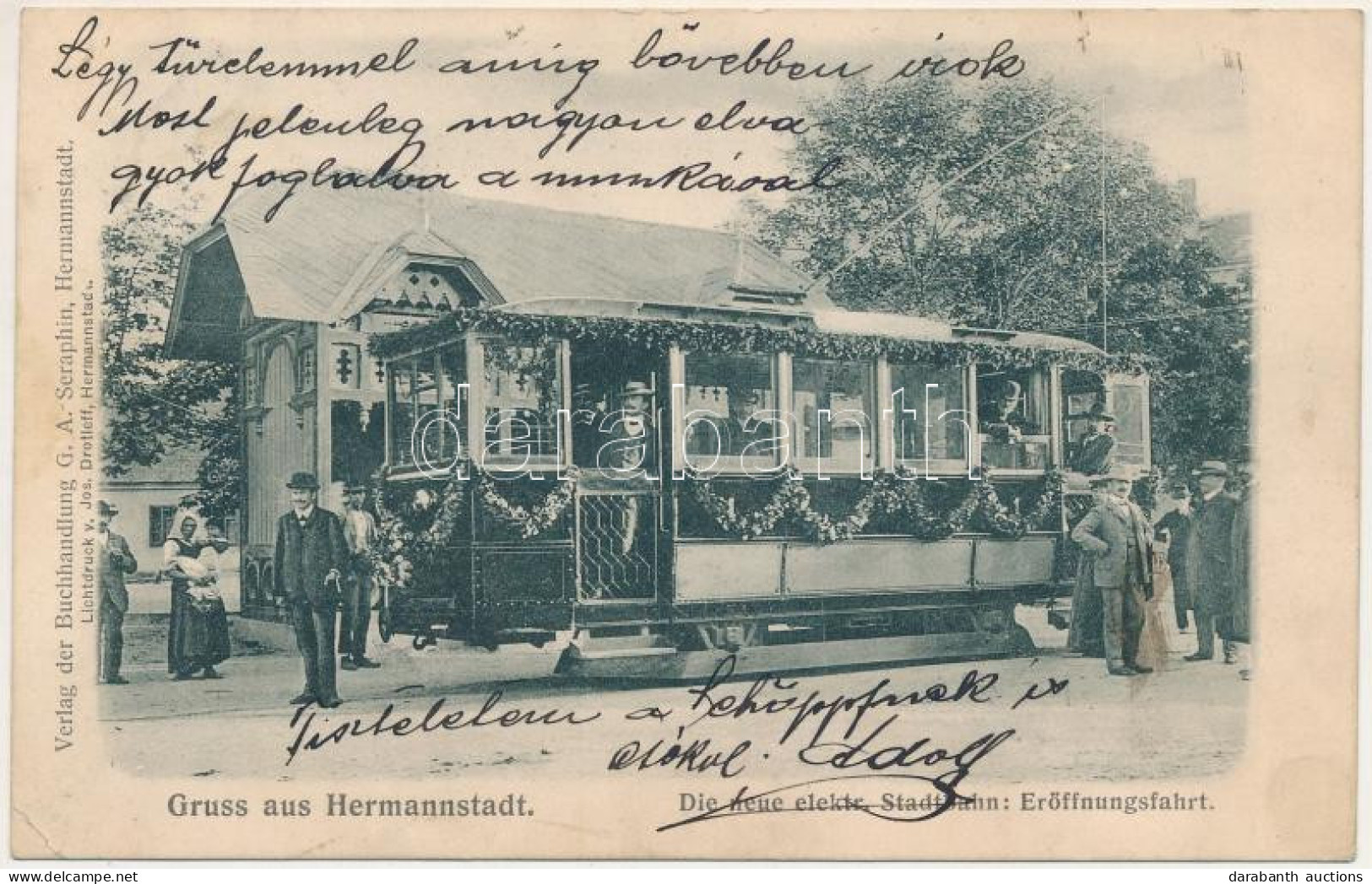 T2/T3 1905 Nagyszeben, Hermannstadt, Sibiu; Die Neue Elektr. Stadtbahn: Eröffnungsfahrt. Verlag Der Buchhandlung G. A. S - Unclassified