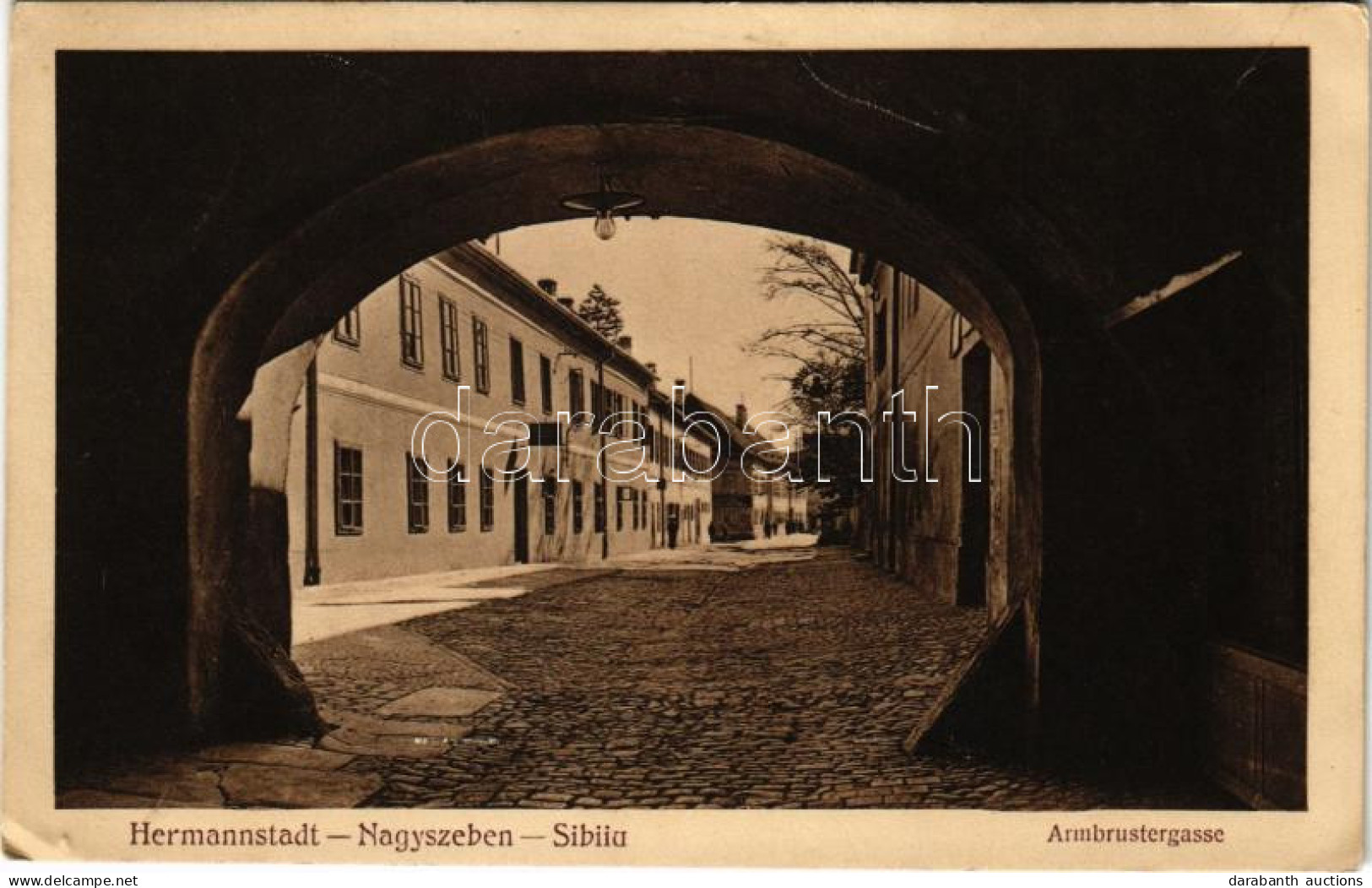 T2/T3 1915 Nagyszeben, Hermannstadt, Sibiu; Armbrustergasse. Emil Fischer, Jos. Drotleff / Utca / Street (EK) - Unclassified