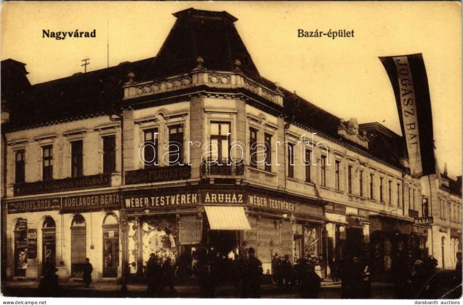 * T3 1908 Nagyvárad, Oradea; Bazár épület, Magyar Általános Hitelbank Nagyváradi Fiókja, Dr. Barta Fogorvos, Frankl Róza - Unclassified