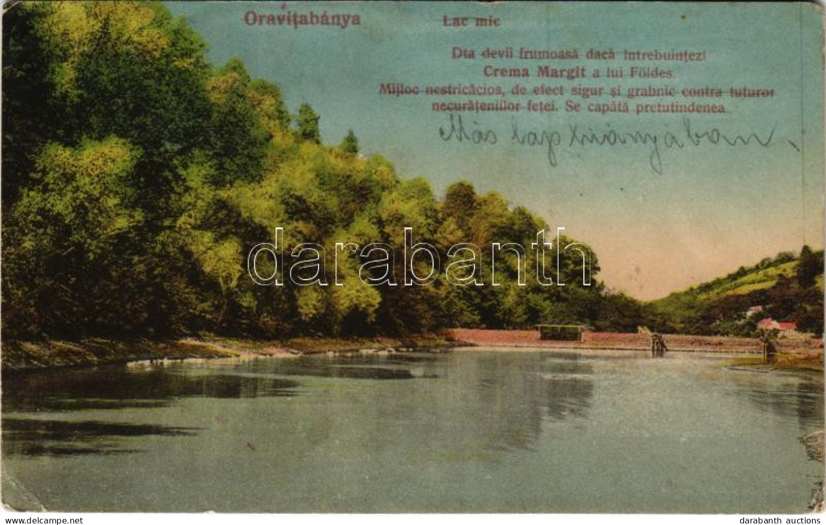 * T3/T4 1921 Oravicabánya, Oravicza, Oravita; Lac Mic / Kis Tó, Földes-féle "Margit Creme" Reklámja Román Nyelven. Jos.  - Unclassified