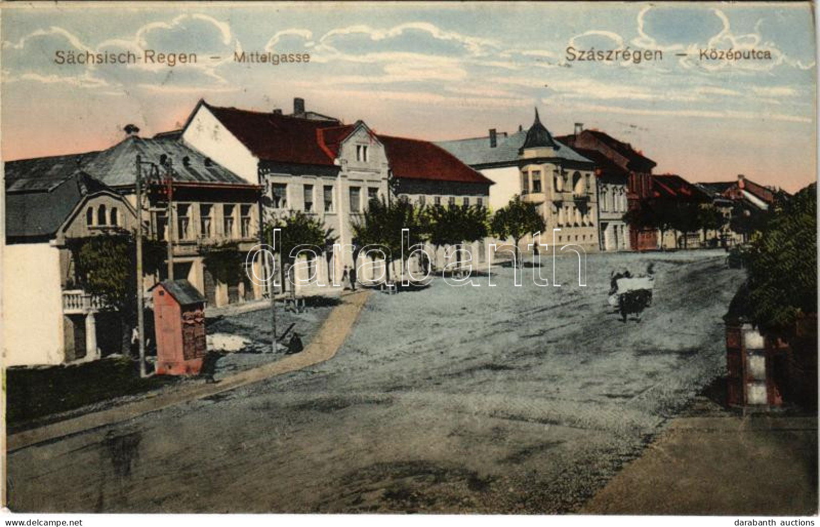 T2/T3 1915 Szászrégen, Reghin; Közép Utca. Erich Fabritius & Comp. Kiadása / Mittelgasse / Street View (EK) - Ohne Zuordnung