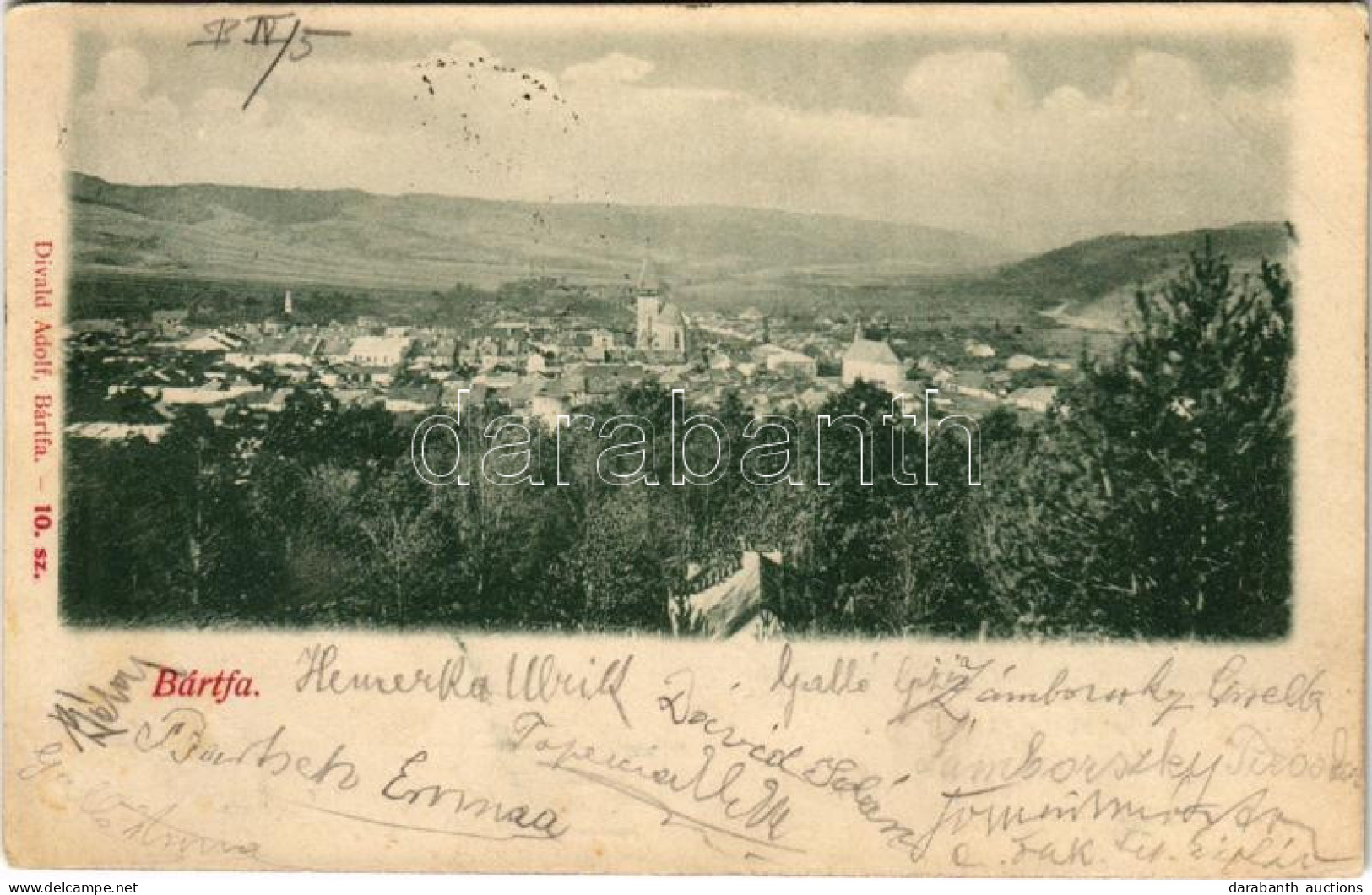 T2 1899 (Vorläufer) Bártfa, Bardiov, Bardejov; Divald Adolf 10. + "BÁRTFA-EPERJES 186. SZ." Vasúti Mozgóposta - Non Classés