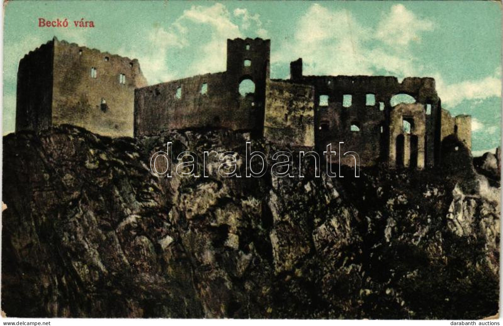 T3 1914 Beckó, Beczkó, Beckov; Beckó Vára. Brück Gyula Felvétele és Kiadása / Hrad Beckov / Castle Ruins (fa) - Non Classés