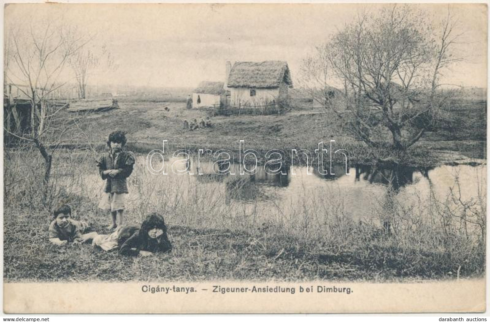 T2/T3 Dimvár, Dimburg, Dimburk, Suchohrad; Cigánytanya A Falu Szélén. Wiesner Alfred Kiadása / Zigeuner-Ansiedlung Bei D - Ohne Zuordnung