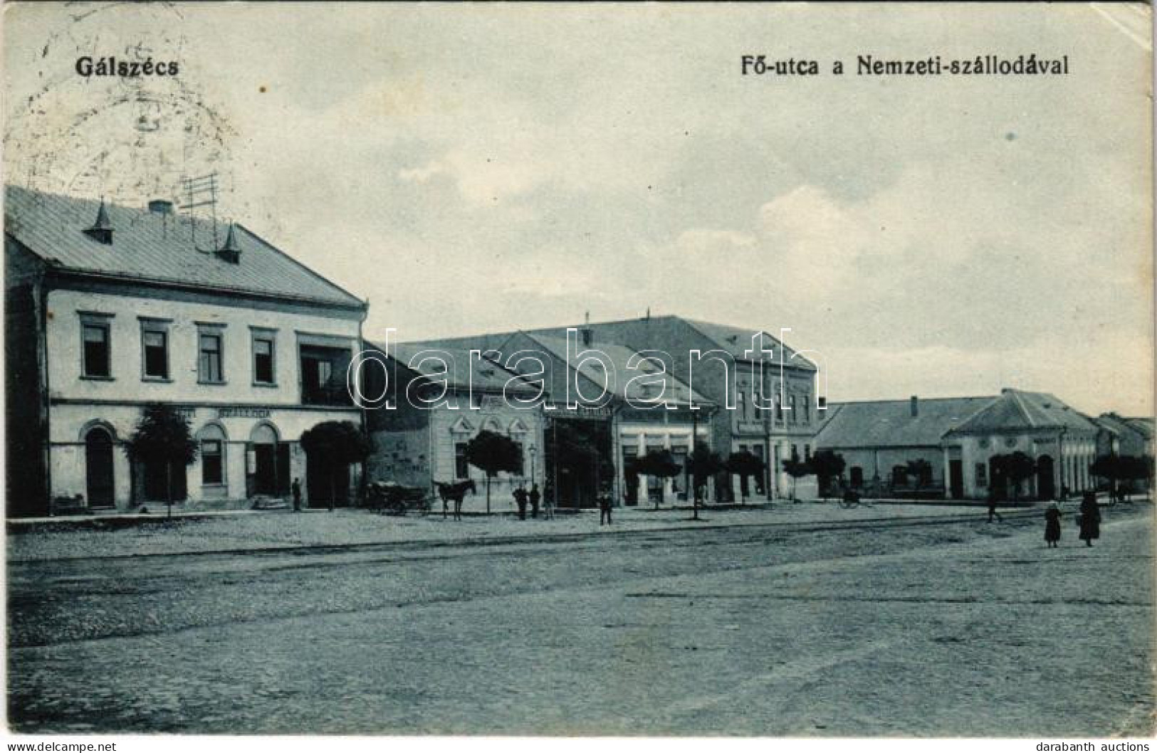 T2/T3 1915 Gálszécs, Secovce; Fő Utca, Nemzeti Szálloda, Koch, Markovics Testvérek üzlete / Main Street, Hotel, Shops (E - Unclassified
