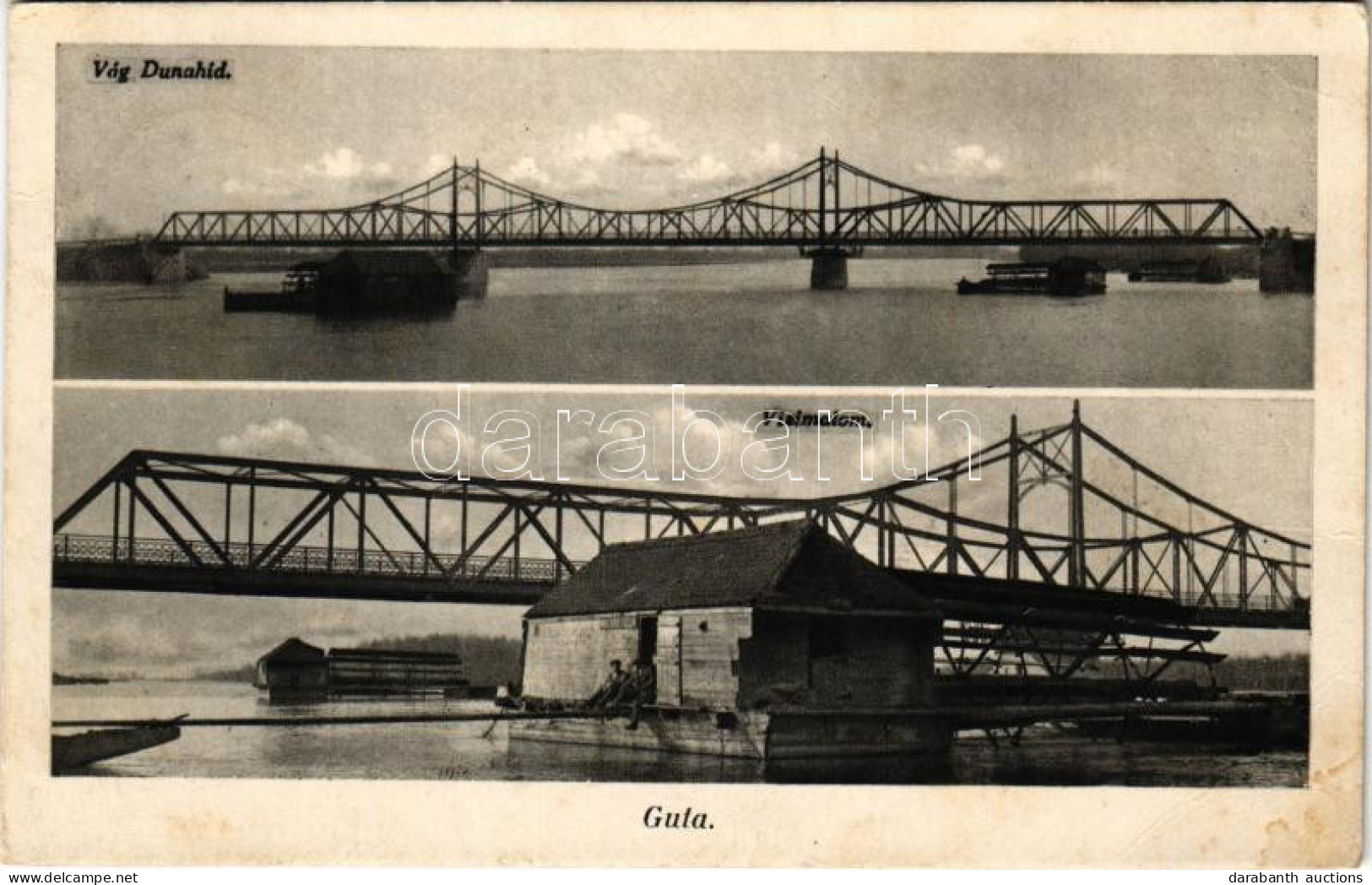 T2/T3 Gúta, Kolárovo; Vág Dunahíd, úszó Hajómalom / Váh River Bridge, Floating Shipmills (boat Mills) (EB) - Non Classés