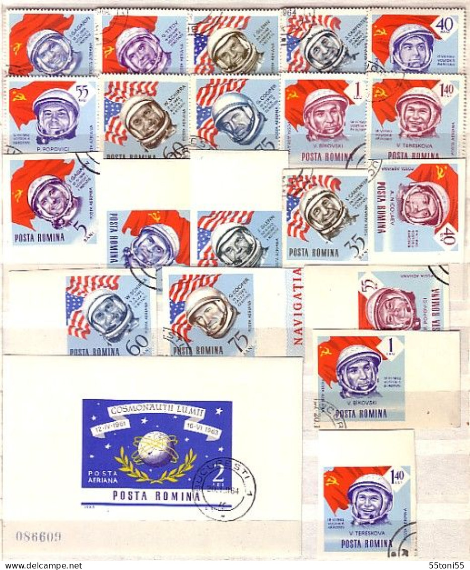 1964 Space - Astronauts And Cosmonauts Set Of 10 V. Imperf.+ 10v. Perf.+ S/S – Used/oblitere (O) Romania / Roumanie - Usati