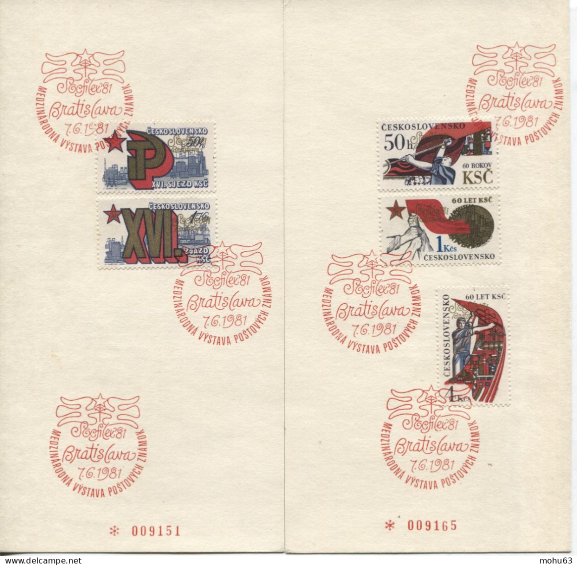 Tschechoslowakei # 2612-3,2614-6 GOLD-ÜBERDRUCKE Socphilex 81 Bratislava, Beide Blätter! - Lettres & Documents
