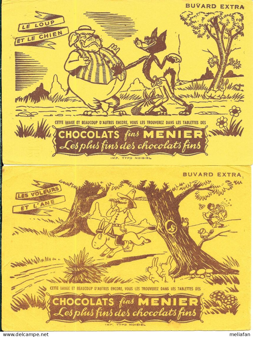 GF1112 - LOT BUVARDS CHOCOLAT MENIER - FABLES DE LA FONTAINE - Cacao
