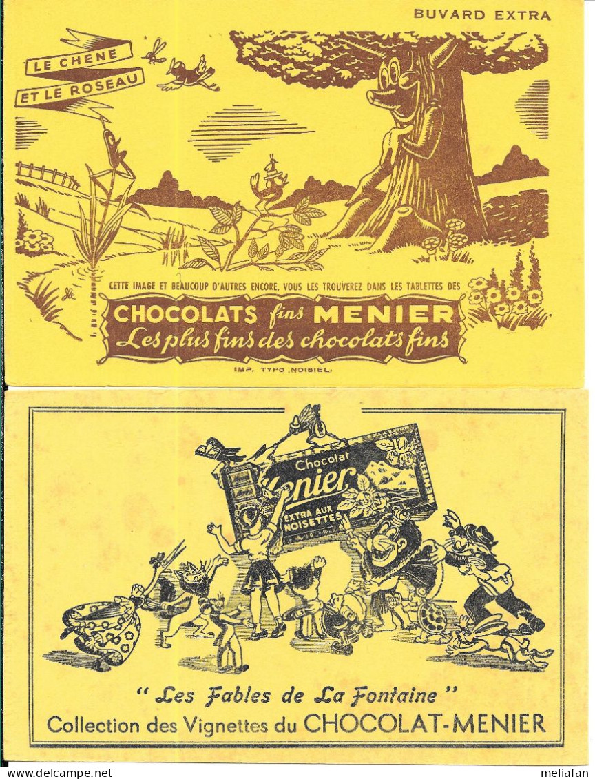 GF1112 - LOT BUVARDS CHOCOLAT MENIER - FABLES DE LA FONTAINE - Chocolade En Cacao
