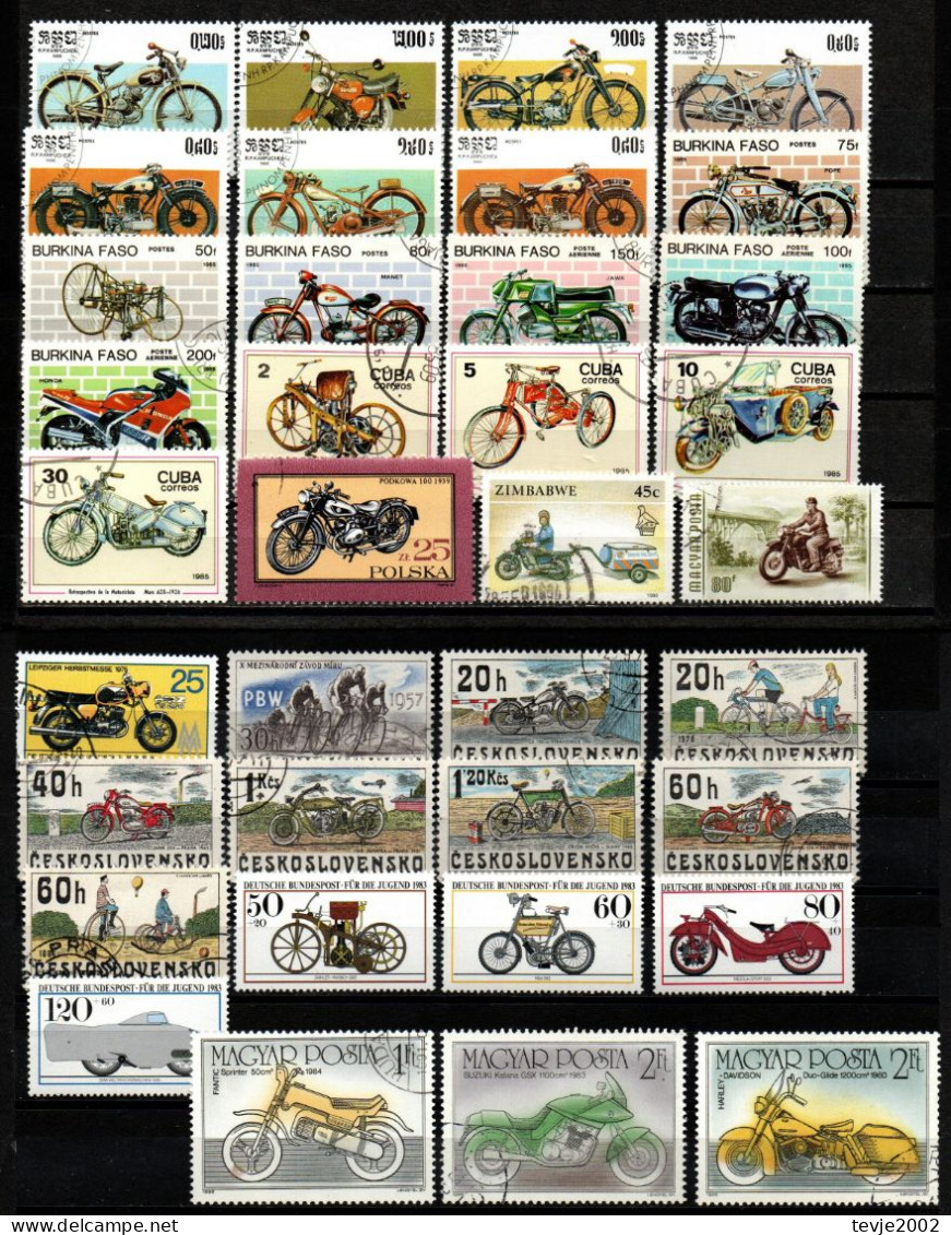 Kleine Sammlung Motorräder - Aus Aller Welt - Postfrisch MNH + Gestempelt Used - Motos