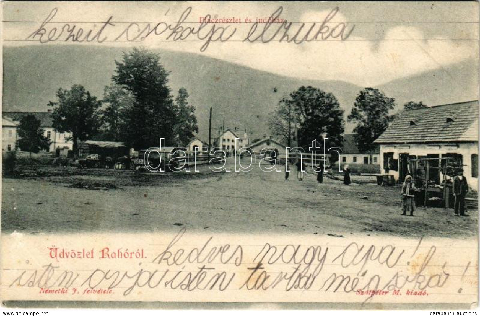 T2/T3 1905 Rahó, Rachov, Rahiv, Rakhiv; Piac Részlet és Indóház, Vasútállomás, üzlet. Némethi J. Felvétele, Szálpéter M. - Non Classés