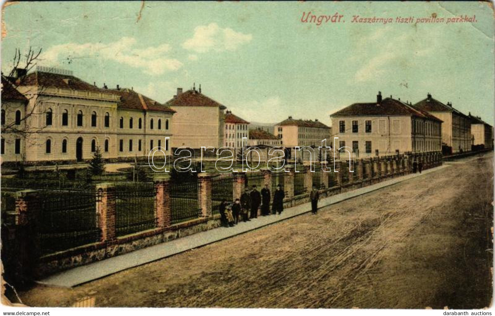 * T3/T4 1909 Ungvár, Uzshorod, Uzhhorod, Uzhorod; Kaszárnya Tiszti Pavilon Parkkal / Military Barracks (Rb) - Non Classificati