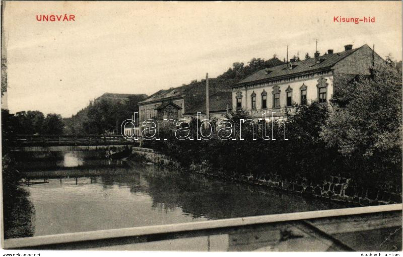 * T2/T3 Ungvár, Uzshorod, Uzhhorod, Uzhorod; Kisung Híd, Erzsébet Szálloda. Völgyi József Kiadása / Uzh River Bridge, Ho - Ohne Zuordnung