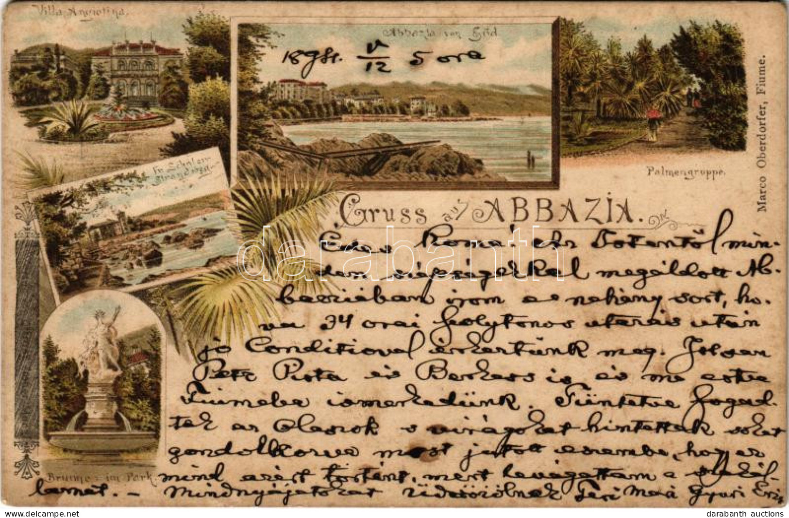 * T2/T3 1894 (Vorläufer!!!) Abbazia, Opatija; Villa Angiolina, Abbazia Von Süd, Palmengruppe, Fr. Schüler-Strandweg, Bru - Zonder Classificatie