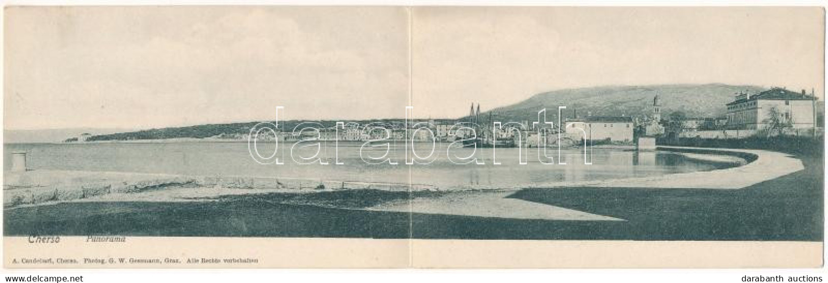 T2/T3 1906 Cres, Cherso; 2-tiled Folding Panoramacard. A. Candellari (fl) - Ohne Zuordnung