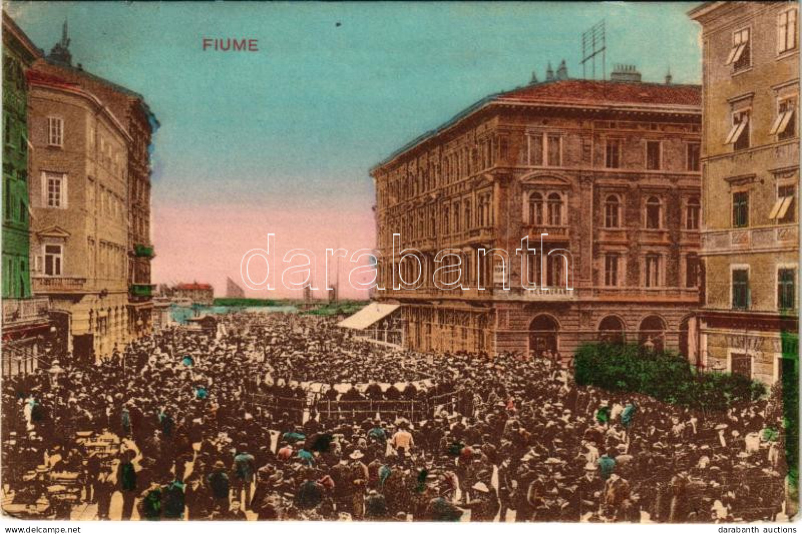 T2/T3 1913 Fiume, Rijeka; Music Band On The Square, Restaurant (fa) - Zonder Classificatie