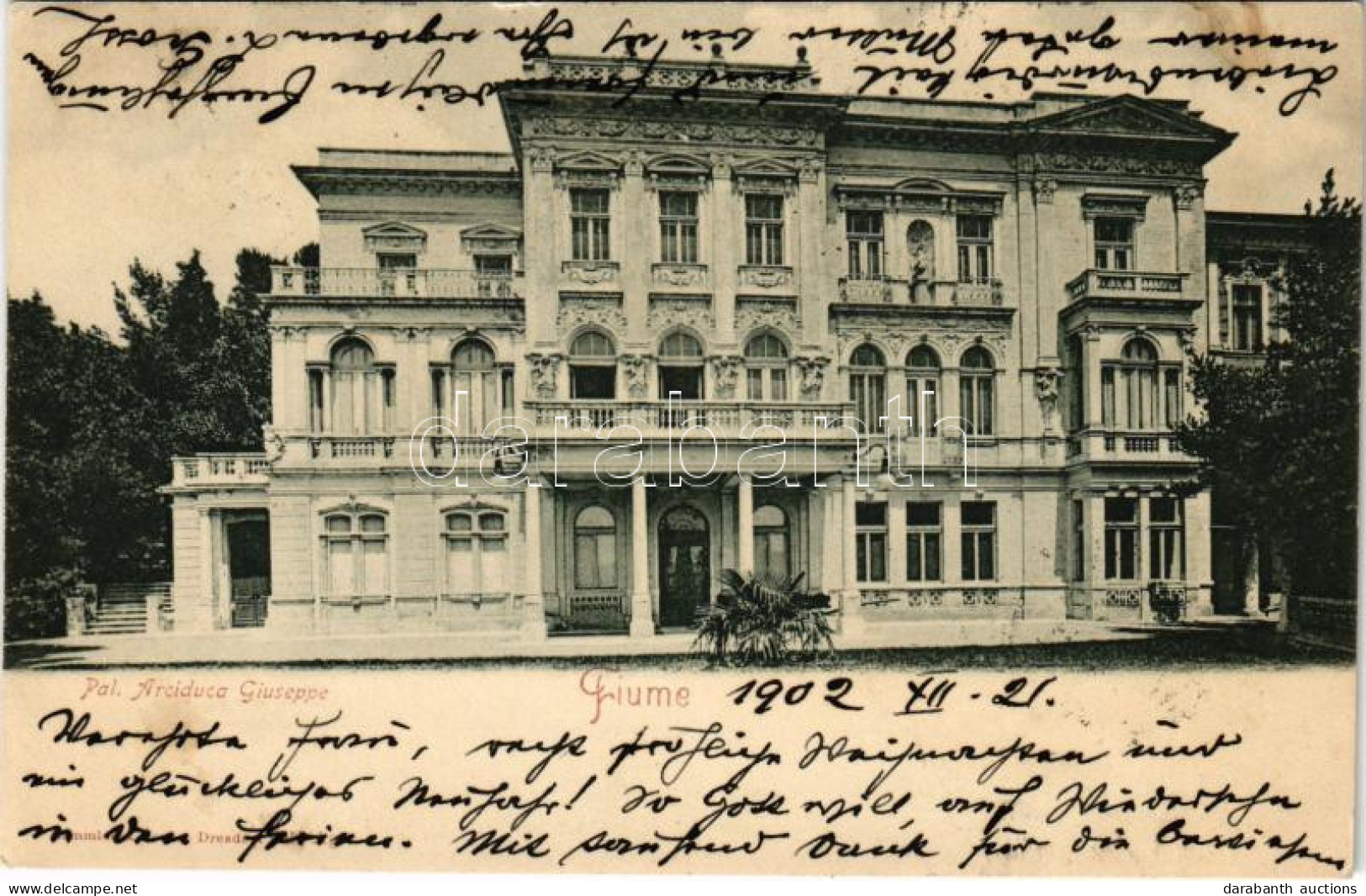 T2 1902 Fiume, Rijeka; Pal. Arciduca Giuseppe / Palace - Unclassified