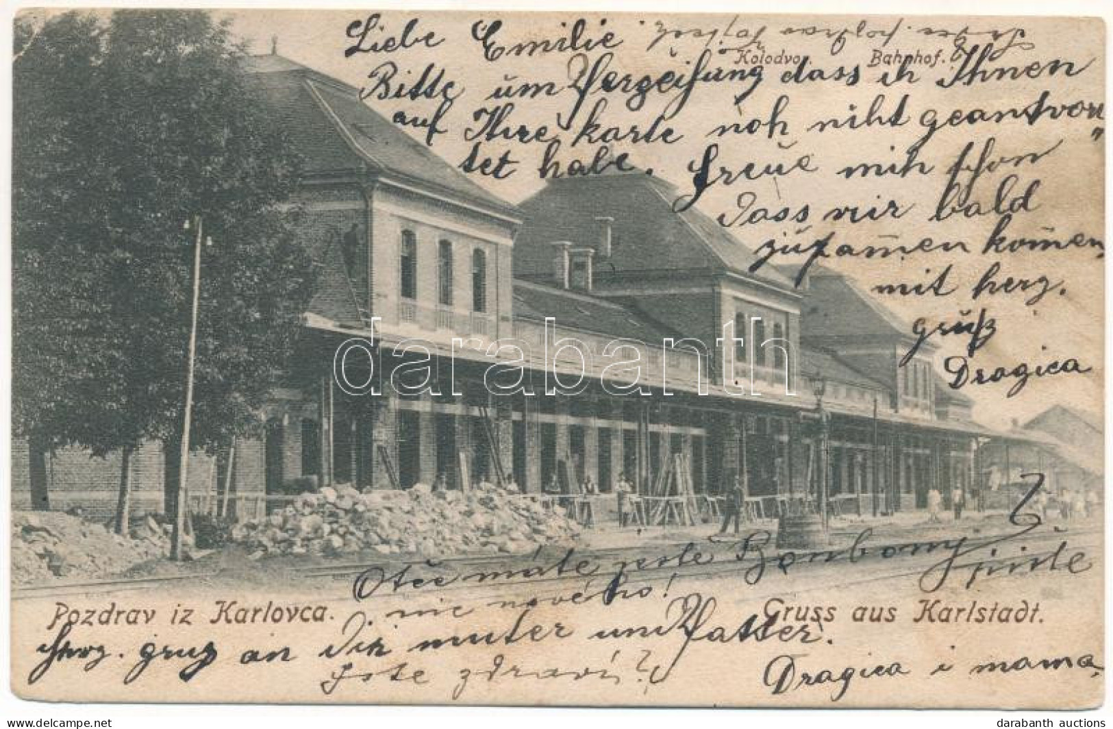 T2/T3 1904 Károlyváros, Karlovac, Karlstadt; Kolodvor / Bahnhof / Railway Station / Vasútállomás (EK) - Unclassified