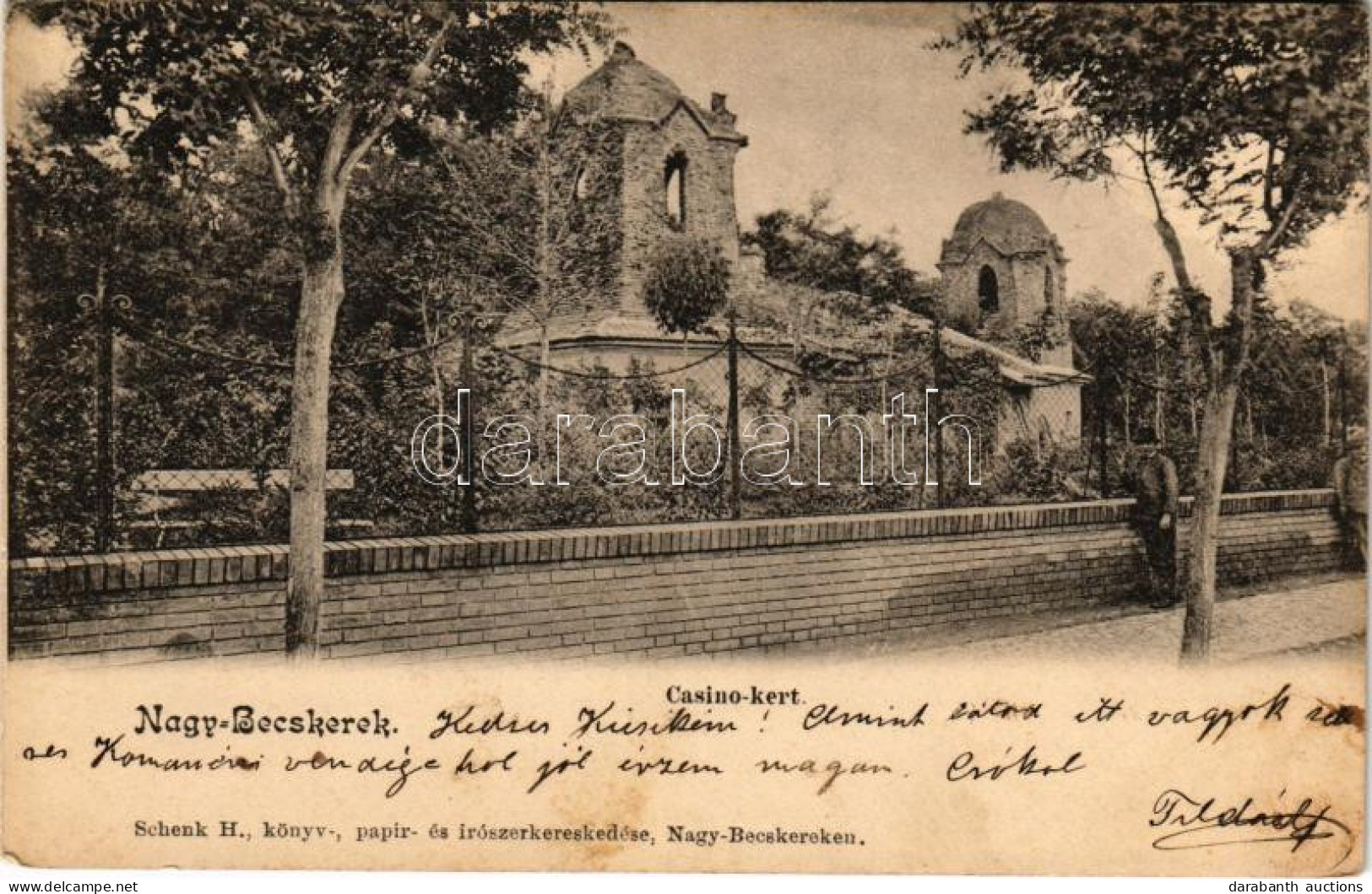 T2/T3 1904 Nagybecskerek, Zrenjanin, Veliki Beckerek; Kaszinó Kert. Schenk H. Kiadása / Casino Garden (fl) - Ohne Zuordnung