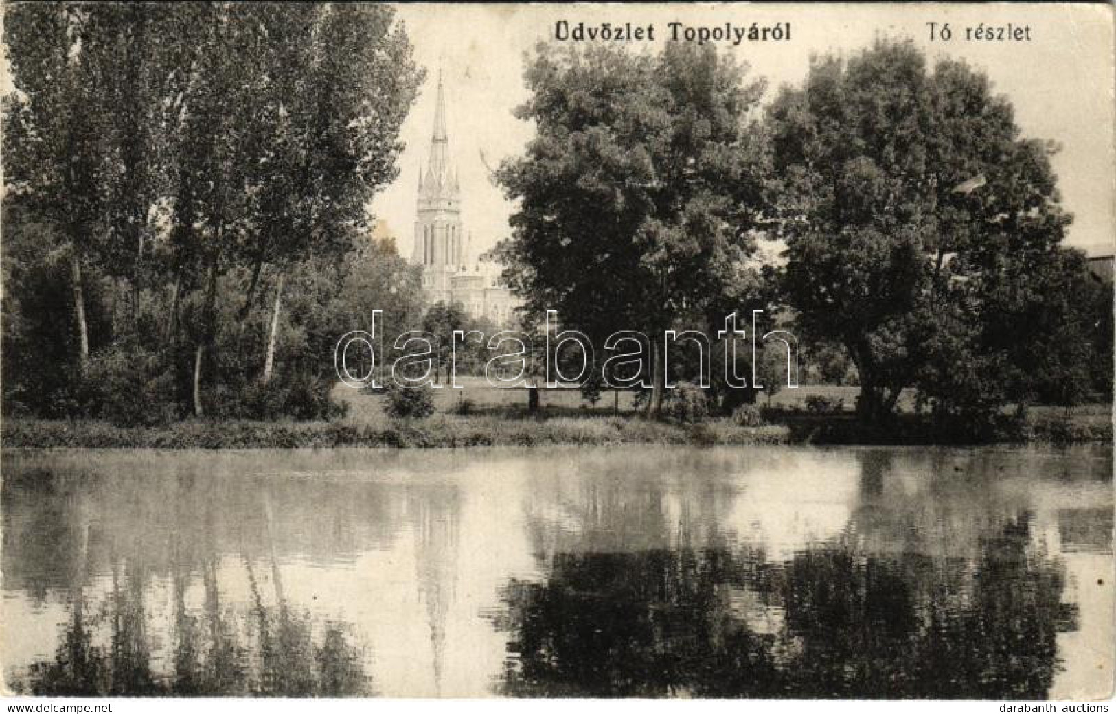 T2/T3 1914 Topolya, Bácstopolya, Backa Topola; Tó Részlet és Templom. Hajtman és Konc Kiadása / Lake And Church (fl) - Zonder Classificatie