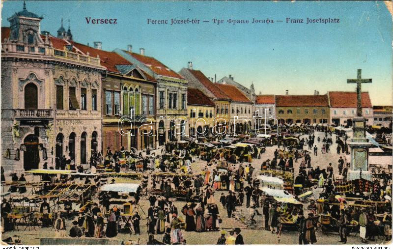 T2/T3 1912 Versec, Werschetz, Vrsac; Ferenc József Tér, Piac, üzletek / Market, Shops (EK) - Non Classés