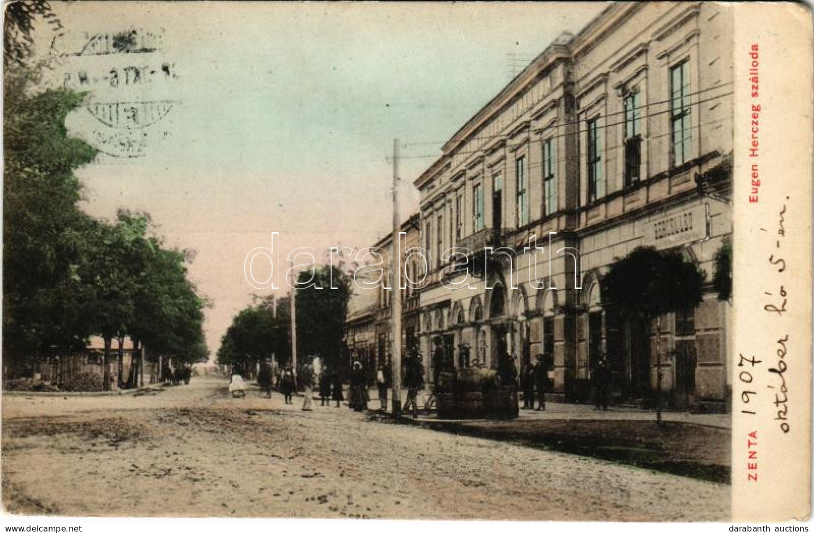 T2/T3 1907 Zenta, Senta; Eugen Herczeg Szálloda, Bercel Leo üzlete. Kragujevits Szabbás Kiadása / Hotel, Shop (EK) - Unclassified