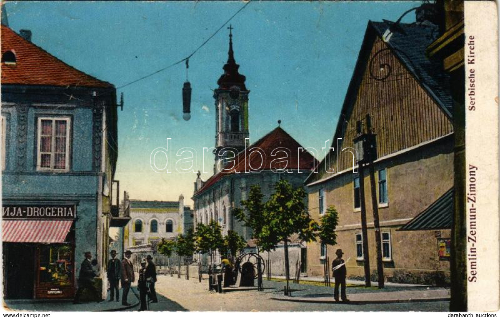 * T4 Zimony, Semlin, Zemun; Serbische Kirche / Szerb Ortodox Templom, Drogéria. D. M. Levy Kiadása / Serbian Orthodox Ch - Ohne Zuordnung